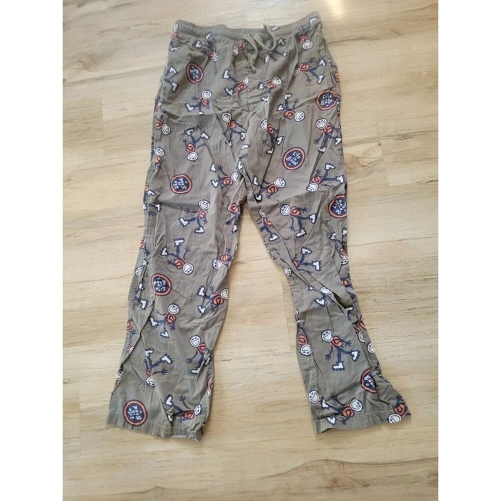 Men's Life Is Good Brown Patterned Lounge Loungewear Sleep Pants Pajamas Large
